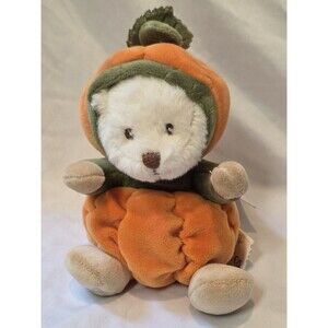 Bukowski Design Ziggy Bear Pumpkin Costume Plush 6” White Stuffed Animal Teddy